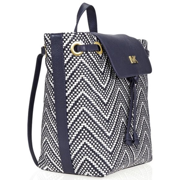Michael Kors Navy Herringbone Backpack